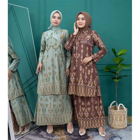 Jual Bazargamis Stelan Kurung Melayu Maxmara Motif Premium Oneset