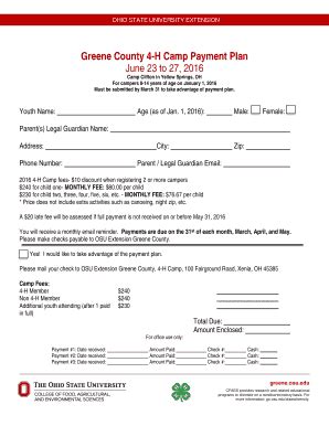 Fillable Online Greene Osu H Member Enrollment Form County Osu