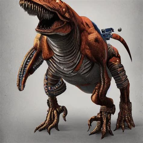 An Illustration Of The Full Body Of A Cyborg T Rex Stable Diffusion