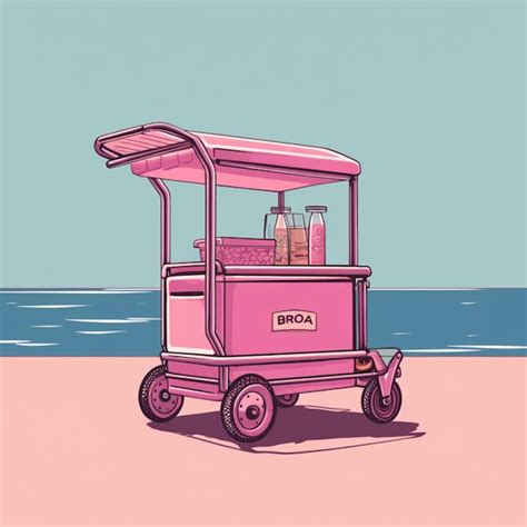 Premium AI Image | Pink color ice cream cart vendor stand picture AI Generated art