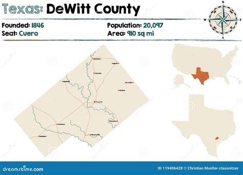 Map Of Dewitt County In Texas Stock Vector Illustration Of Colorful