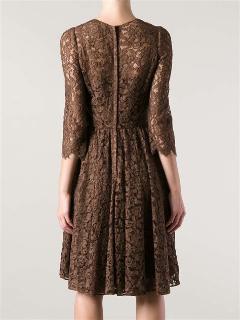 Dolce And Gabbana Lace Dress In Brown Lyst