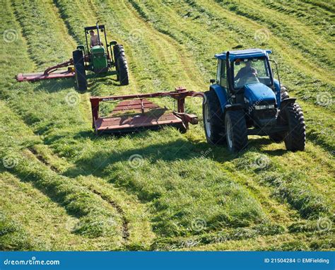 Farmers Cutting Hay With Tractors Editorial Stock Image Image 21504284