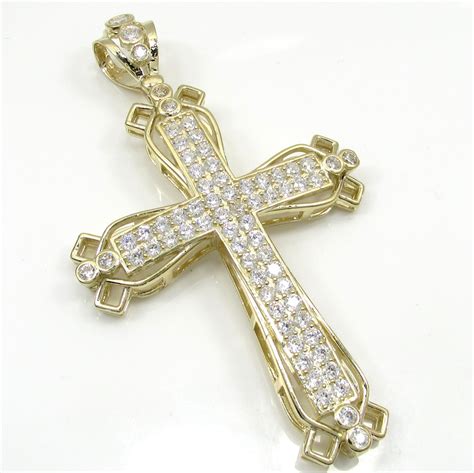 Buy 10k Yellow Gold Large Fancy Cross 4.00ct Online at SO ICY JEWELRY