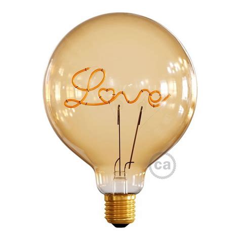 Lampadina Per Base Dorata Led Globo G125 Filamento Singolo Love 5w