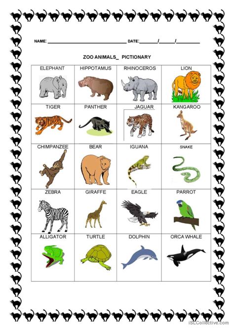 Zoo Animals Pictionary Pictionary English Esl Worksheets Pdf And Doc