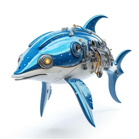 Premium Photo | Dolphin robot robotic fish isolated over white background