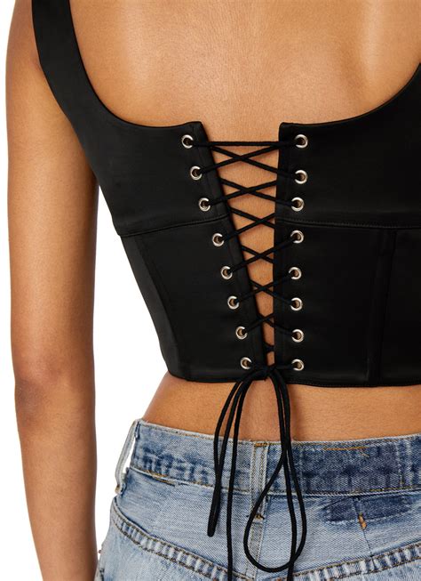 SATIN LACE UP BUSTIER TOP DANIELLE GUIZIO