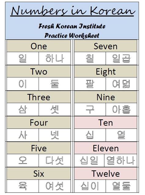 Practice Reading Korean Worksheet