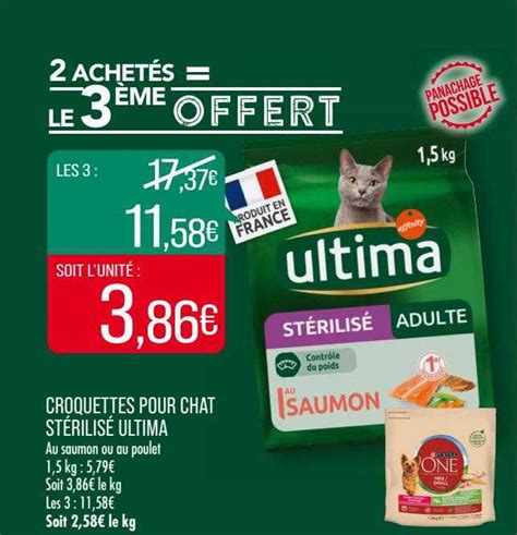 Offre Croquettes Pour Chat Stérilisé Ultima chez Match