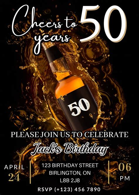 Editable Adult Birthday Party Invitation Any Age Whiskey Etsy