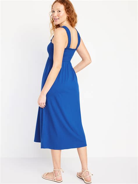 Fit Flare Smocked Midi Dress Old Navy