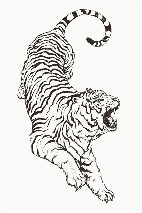 Roaring Tiger Outline