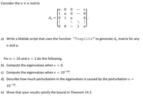 Solved Consider the nxn matrix Γα 0 0 1 a 0 AC 0 1 a 100 Chegg