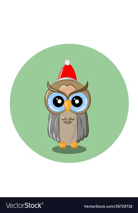 Owl Wearing Santa Claus Hat Royalty Free Vector Image