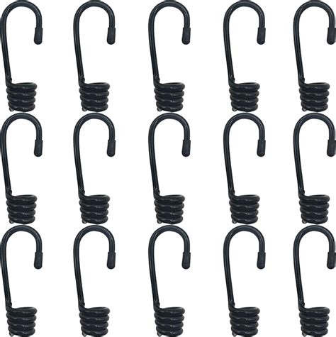 TIHOOD 15PCS 3 8 Inch Plastic Coated Bungee Shock Cord Hook Spiral Wire