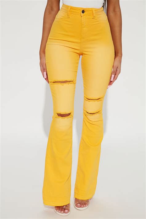 Eye Candy Stretch Flare Jeans - Yellow | Fashion Nova, Jeans | Fashion Nova