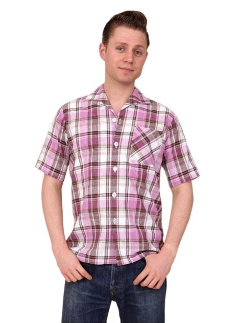 Mens Short Sleeved Lilac Check Shirt From Vivien Of Holloway