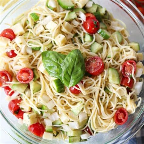 Angel Hair Pasta Salad with Lemon Parmesan Vinaigrette - The Balanced ...
