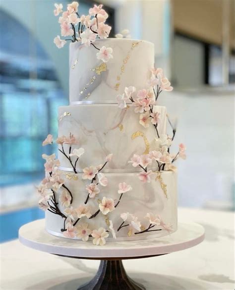 Elegant Cherry Blossom Wedding Cake