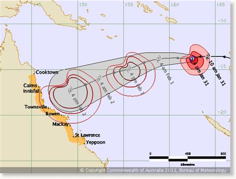 Cyclone Yasi Track Map