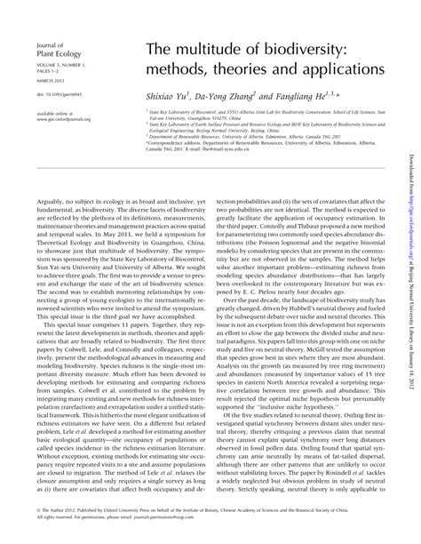 Pdf The Multitude Of Biodiversity Methods Theories And Applications