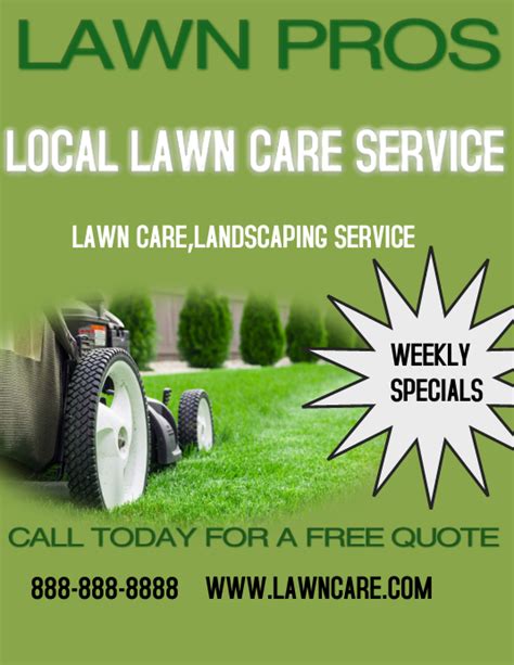 Lawn Care Landscaping Grass Cutting Small Business Flyers Template