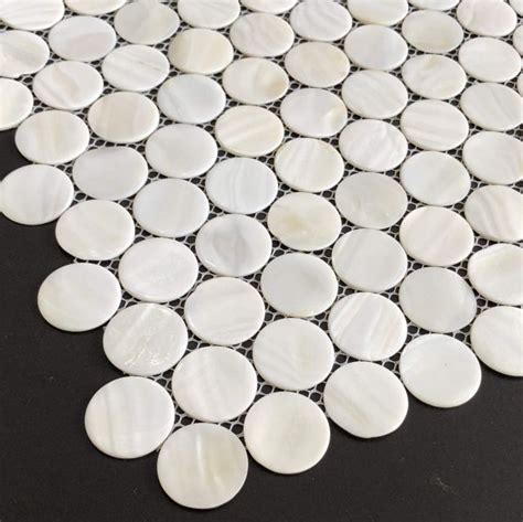 Extra White Penny Pearlized Backsplash Tile Mother Of Pearl Mosaic