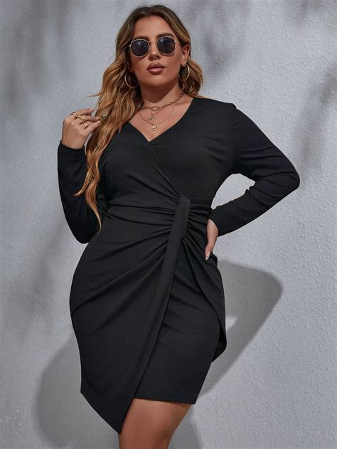 Plus Ruched Wrap Bodycon Dress Bodycon Fashion Bodycon Dress Plus Size Bodycon