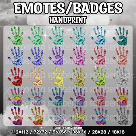 30 Colored Handprint Emotes/badges Pack Twitch, Youtube, Discord ...