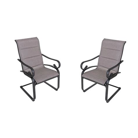 Hampton Bay Crestridge Steel Padded Sling C Spring Outdoor Patio Dining Chair In Putty Tau