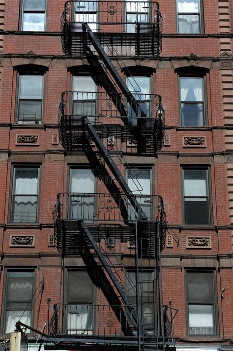 A Fire Escape Of An Apartment Building In New York City Stock Photo