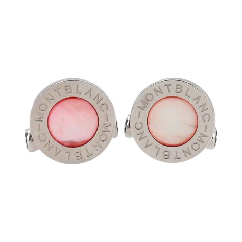 Montblanc Lacquer Round Cufflinks Silverpink Luxity