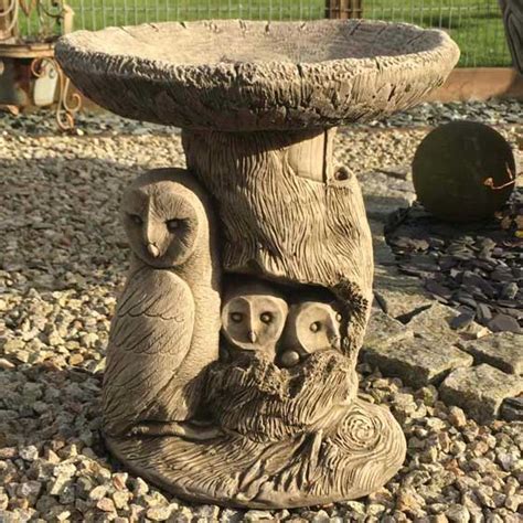 Cast Stone Owl Bird Bath Rspb Shop