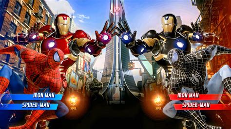 Iron Man Spider Man Red Vs Iron Man Spider Man Black Fight Marvel Vs Capcom Infinite