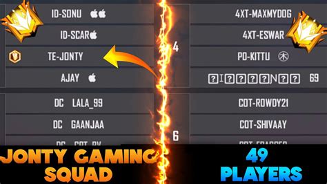 JONTY GAMING SQUAD VS 49 PLAYER Garena Free Fire JontyGaming YouTube