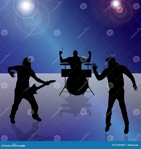 Vector Silhouette Of The Band Stock Vector Illustration Of Band