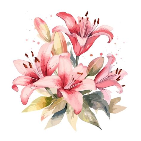 Aquarell Rosa Blumenstrau Handgezeichnet Mit Blumen Premium Vektor