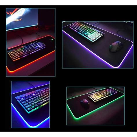 Mouse Pad Gamer Extra Grande Led Rgb X Cm Mousepad Preto