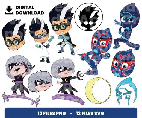 12 Clipart - Pj Masks - Villains - EclipArtCo