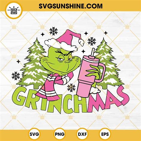 3 49Grinchmas Boojee With Stanley SVG Grinch With Pink Santa Hat