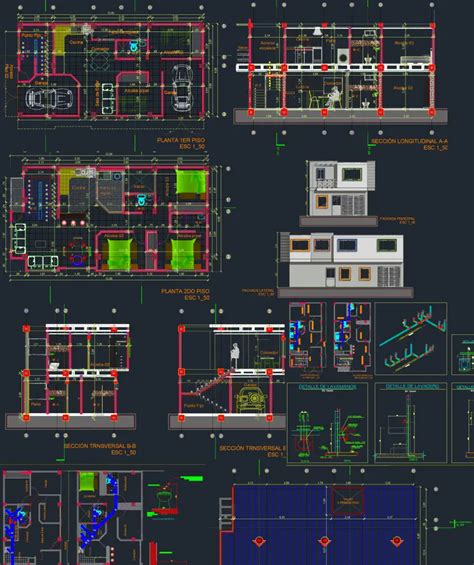 Planos De Vivienda Bifamiliar En Dwg Mb Librer A Cad