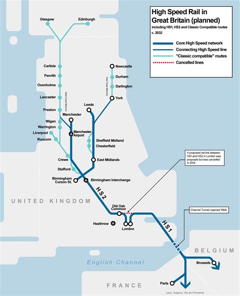 Diagrammatic map showing the planned High speed rail network in Great ...