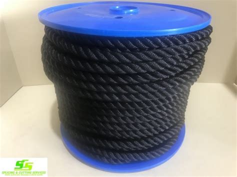 POLYESTER DOUBLE BRAID 20MM X 100MTR Solid BLACK Splicing Cutting