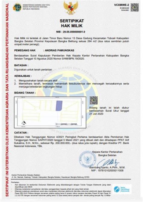 Contoh Sertifikat Tanah Elektronik Dan Keunggulannya