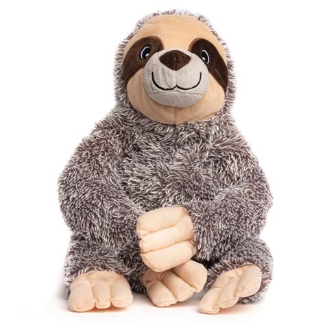 fabdog® Fluffy Sloth Plush Squeaker Dog Toy, Large ...