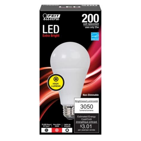 Feit Electric A21 E26 Medium Led Bulb Warm White 200 Watt Equivalence 1 Pk Total Qty 1