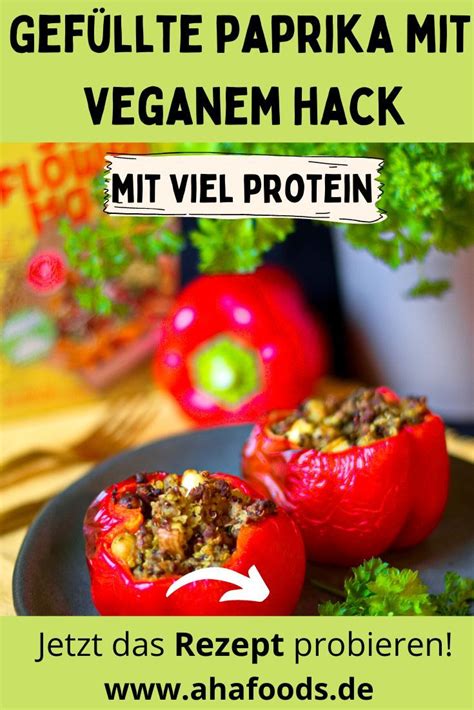 Gefüllte Paprika mit Quinoa und veganem Hack Aha Foods Vegane und