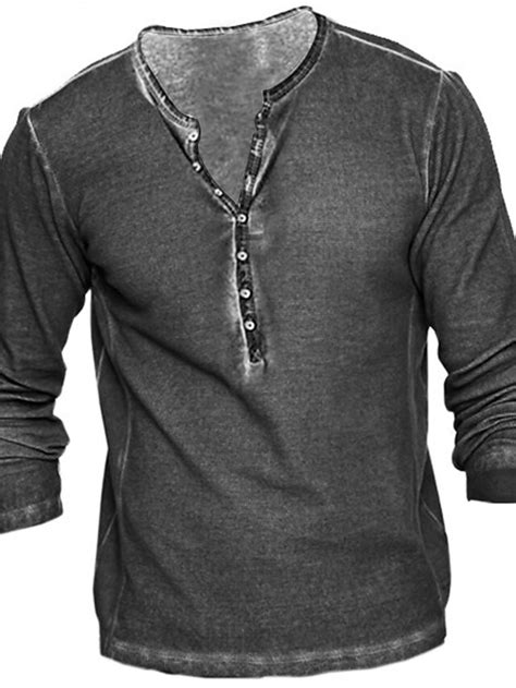 Homme Chemise Henley Shirt T shirt Tee Henley Léger 1950s Casual manche