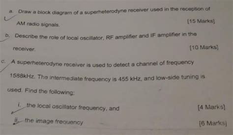 Solved A Draw A Biock Diagram Of A Superheterodyne Receiver Chegg